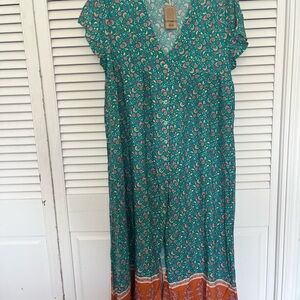 NATURAL LIFE Teal Floral Maxi Dress